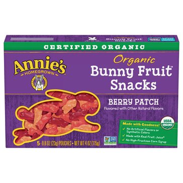 Annie's Homegrown Organic Berry Patch Bunny Fruit Snacks, 5-Pack