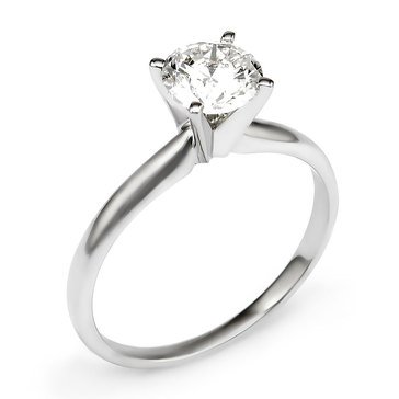 14K White Gold 1 ct Solitaire Diamond Ring