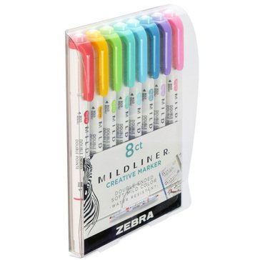 Zebra Midliner Double Ended Soft-Colored Highlighters, 8-count