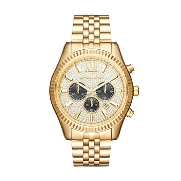 Michael Kors Men's Lexington Chronograph Stainless Steel Gold-Tone Bracelet Watch 