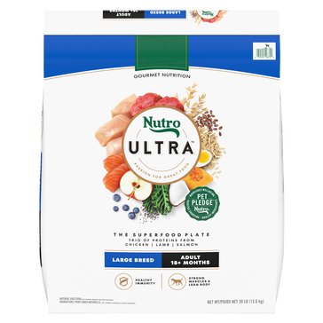 Nutro Ultra Adult Large Breed with Chicken, Lamb and Salmon Dry Dog Food, 30lb