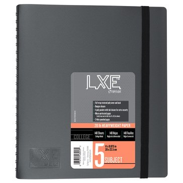 Top Flight LXE Spine Wrap Poly 5-Subject Notebook