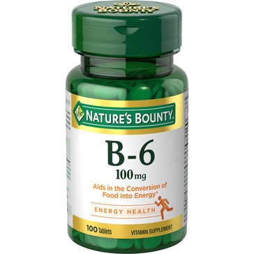 Nature's Bounty Vitamin B-6 100mg Vitamins, 100-count