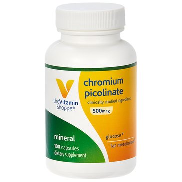 The Vitamin Shoppe Chromium Picolinate 500mcg Capsules, 100-count 