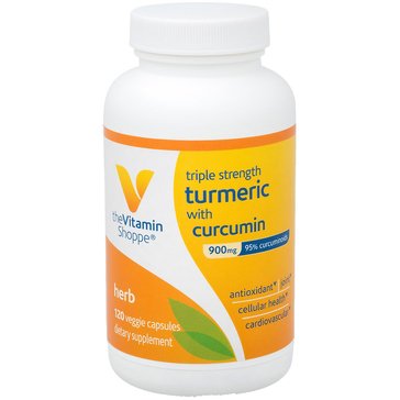 The Vitamin Shoppe Triple Strength Turmeric with Curcumin 900mg Vegetarian Capsules, 120-count