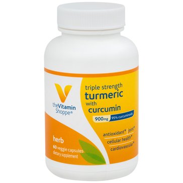 The Vitamin Shoppe Triple Strength Turmeric with Curcumin 900mg Vegetarian Capsules, 60-count
