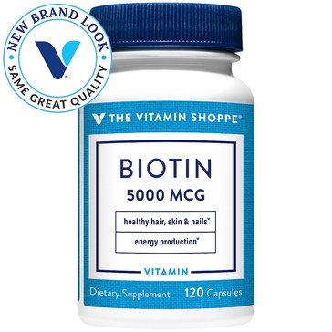 The Vitamin Shoppe Biotin 5000mcg Capsules, 120-count