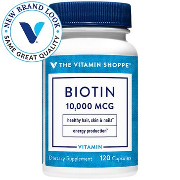 The Vitamin Shoppe Biotin for Hair, Skin & Nails Support 10,000mcg Capsules, 120-count 