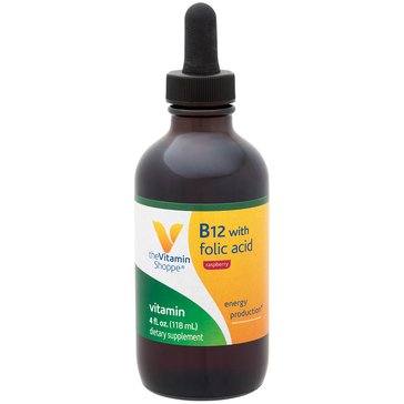 The Vitamin Shoppe Raspberry B12 with Folic Acid, 4 fl oz