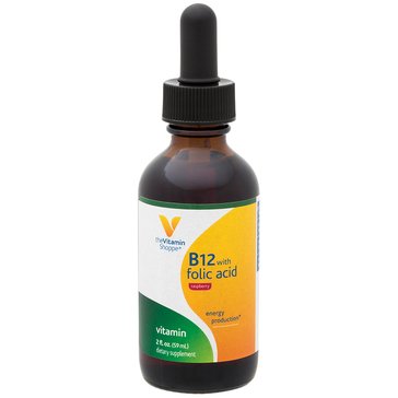 The Vitamin Shoppe B12 with Folic Acid Raspberry Liquid Supplement, 2 fl oz