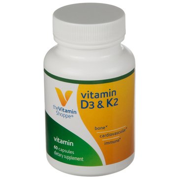 The Vitamin Shoppe Vitamin D3 & K2 2,500 IU Capsules, 60-count 