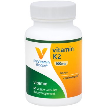 The Vitamin Shoppe Vitamin K2 100mcg Vegetarian Capsules, 60-count 