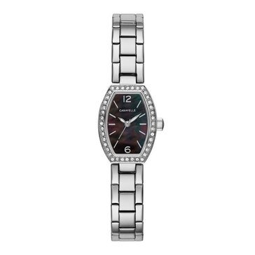 Caravelle Women's Stainless Steel with Black Mother of Pearl Bracelet Watch 