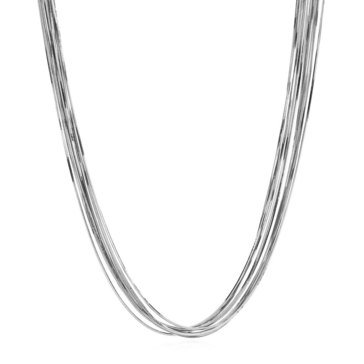 10 Strand Snake Chain Necklace, Sterling Silver
