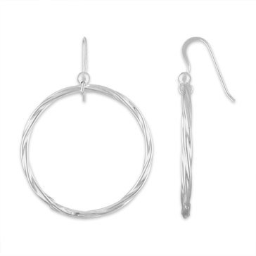 Polished Twisted Sterling Silver Hoop Earrings