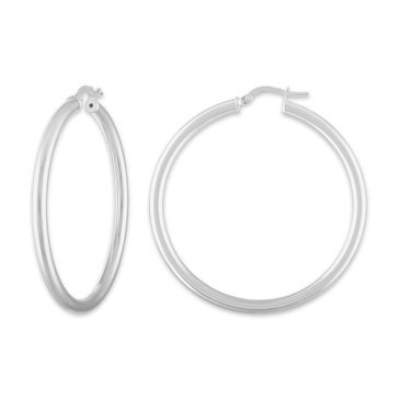 Sterling Silver Polished 3mm Wide Hoop Earrings