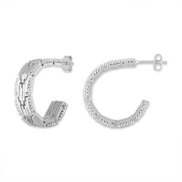 Sterling Silver Diamond Cut Riccio Hoop Earrings