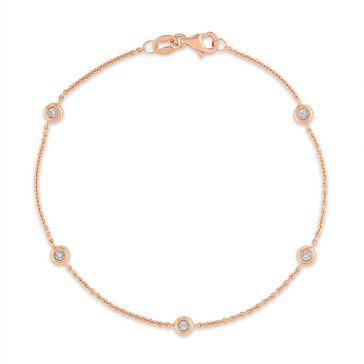 10K Rose Gold Diamond Accent Bezel Station Bracelet