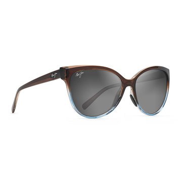 Maui Jim Unisex 'Olu'Olu Translucent Dark Chocolate with Blue Cat Eye Sunglasses 