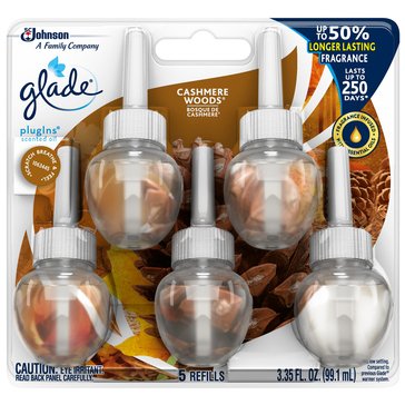 Glade Plug-In Scented Oil Air Freshener Refills, Cashmere Woods