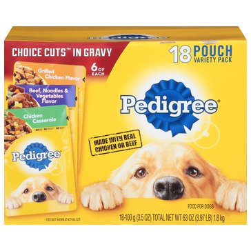 Pedigree Beef Noodles, Grilled Chicken Gravy And Chicken Casserole Dog Food, 18 count