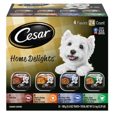 Cesar Home Delights Mixed Wet Dog Food, 24 count