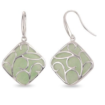 Imperial Green Jade Earrings, Sterling Silver 