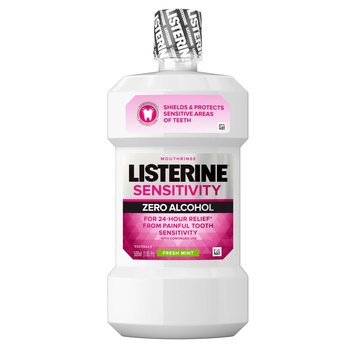 Listerine Sensitivity Zero Alcohol Mouthrinse Fresh Mint, 500ml