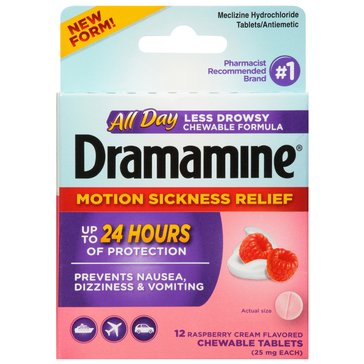 Dramamine All Day Less Drowsy Chewables 12Ct