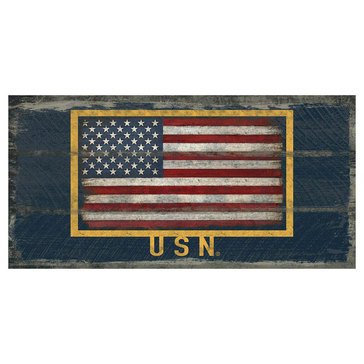 Highland Signs USN USA Flag Slatted Wooden Home Decor Sign
