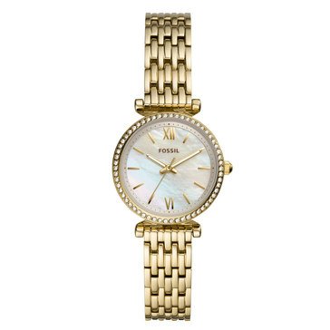 Fossil Women's Mini Carlie Gold Tone Bracelet Watch 