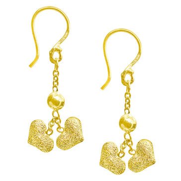 23K 1/4 Baht Dangle Heart Earrings