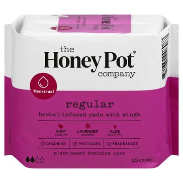 The Honey Pot Company Regular Herbal Menstrual Pads, 20-count