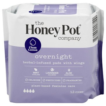 The Honey Pot Company Overnight Herbal Menstrual Pads, 12-count