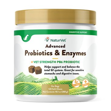 NaturVet Advanced Probiotics and Enzymes Soft Chew 120ct