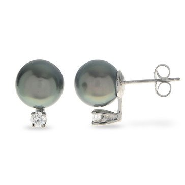 Imperial Tahitian Cultured Pearl and Diamond Stud Earrings, 14K