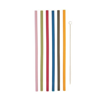 True Silicone Straws with Cleaning Bruch 6ct