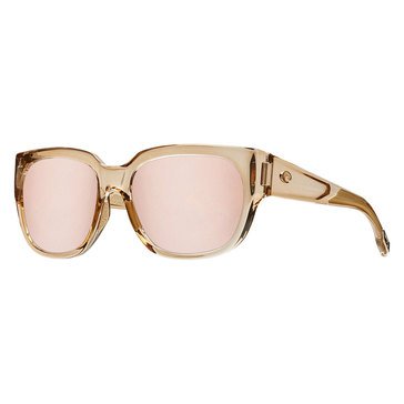 Costa del Mar Women's Waterwoman Shiny Blonde Crystal/Copper Silver Mirror Polarized Sunglasses