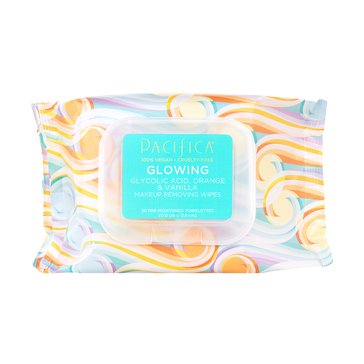 Pacifica Glowing Makeup Removing Wipes Glycolic/Vanilla Orange 30ct