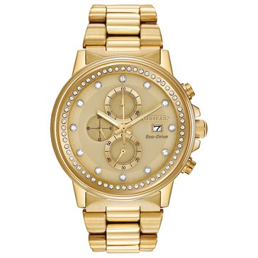 Citizen Men's Crystal Stainless Steel Gold-Tone Bracelet Eco-Drive Watch