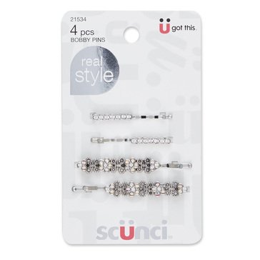 Scunci Real Style Crystal Bobby Pins 4ct