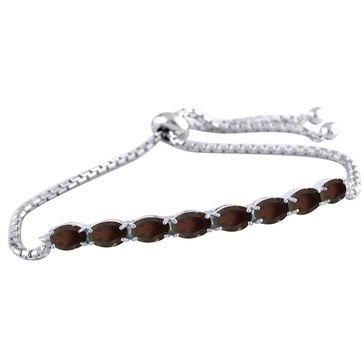 Sterling Silver Created Garnet Bolo Bracelet