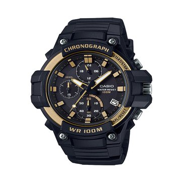 Casio Men's Black-Gold Dial/Black Resin Strap Watch