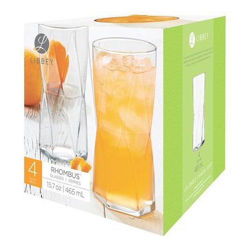 Libbey Rhombus Cooler Glasses, Set of 4