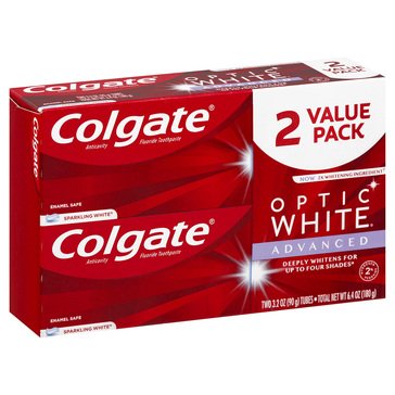 Colgate Optic White Advanced Teeth Whitening  Sparkling White 2-Pack Toothpaste,  6.4oz