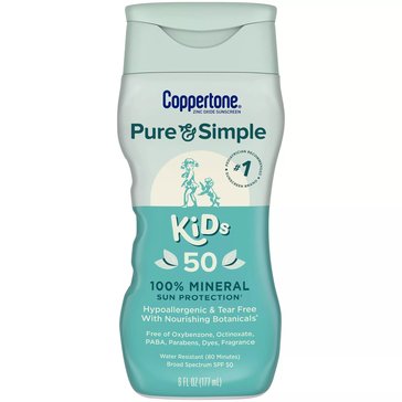 Coppertone Pure and Simple Kids Lotion SPF50, 6oz