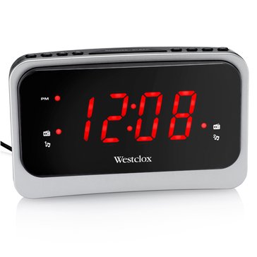Westclox 1.4-inch LED Clock Radio with Nature Sounds and USB Charging Port