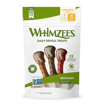 Whimzees Brushzees Daily Use 7-Count Dental Chews