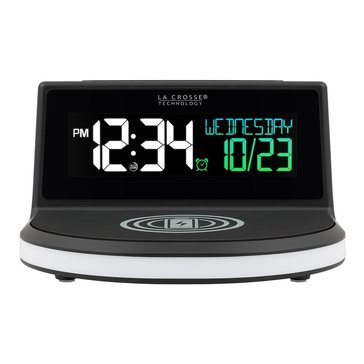 Glow Wireless Charging Alarm Clock w Indoor Temperature