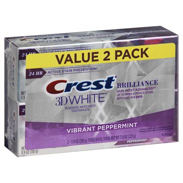 Crest 3D White Brilliance Vibrant Peppermint 2-Pack Toothpaste, 7.8oz